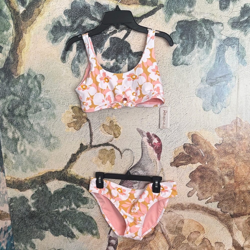 Raisins Kids Swim Bikini - Pink and Orange Floral